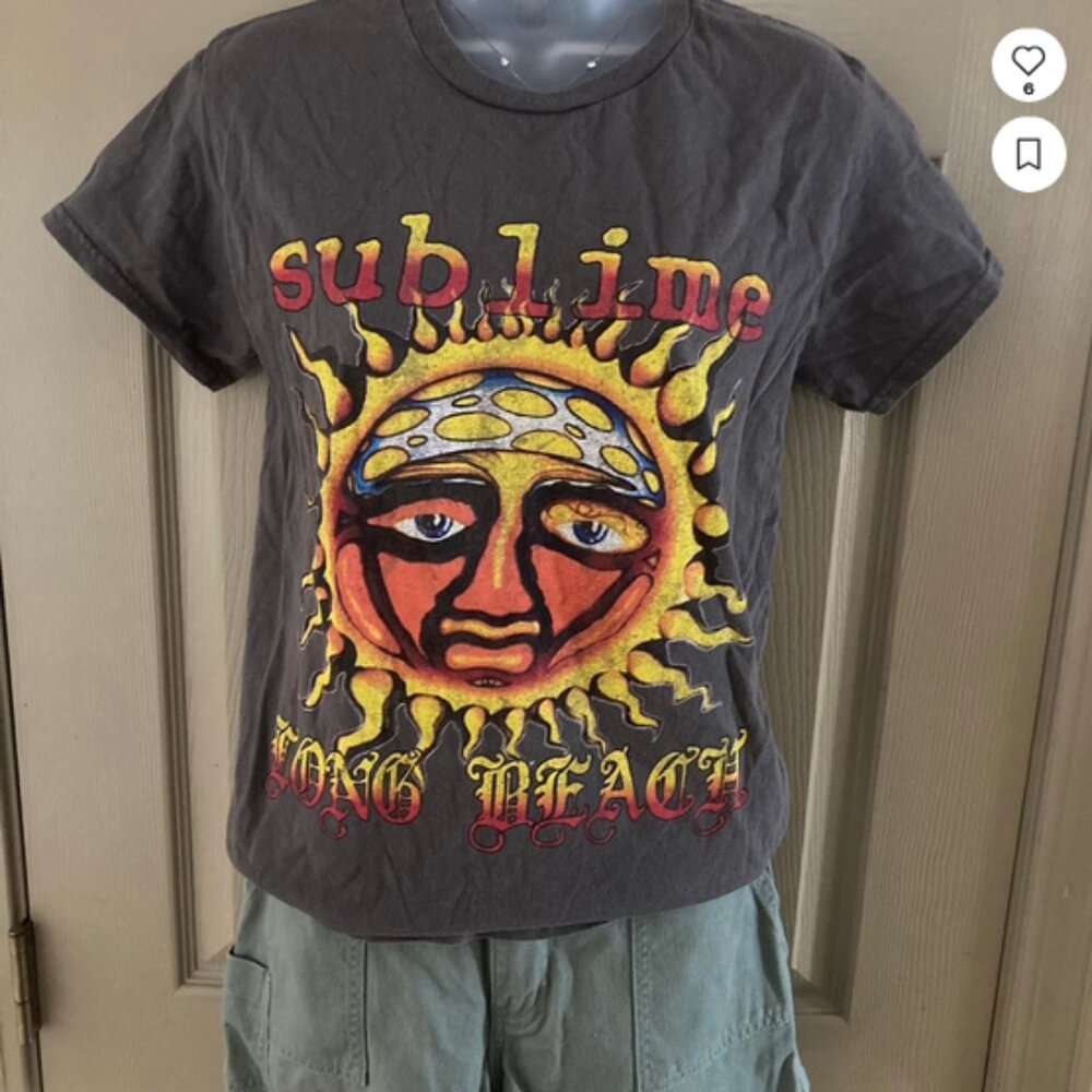 EUC Dark Gray Sublime Tshirt-  Sun Logo poster design with Long Beach lettering